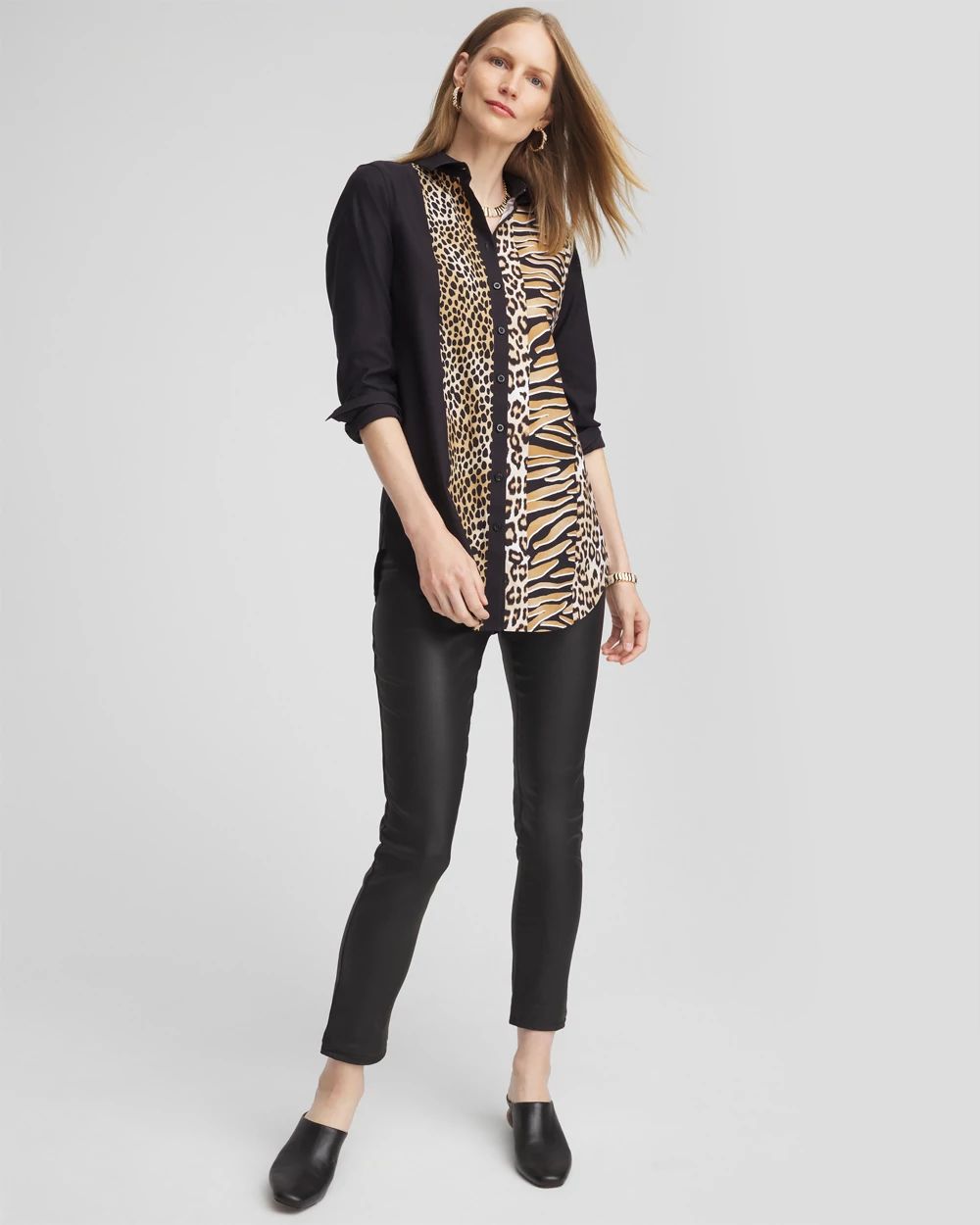 Pleated Front Tunic - Oxford Navy Solids | NYDJ